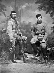 General George A. Custer y el Gran Duque Alexis, en ropa de caza, 1872